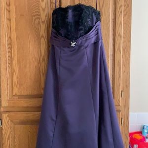 Strapless purple and black gown